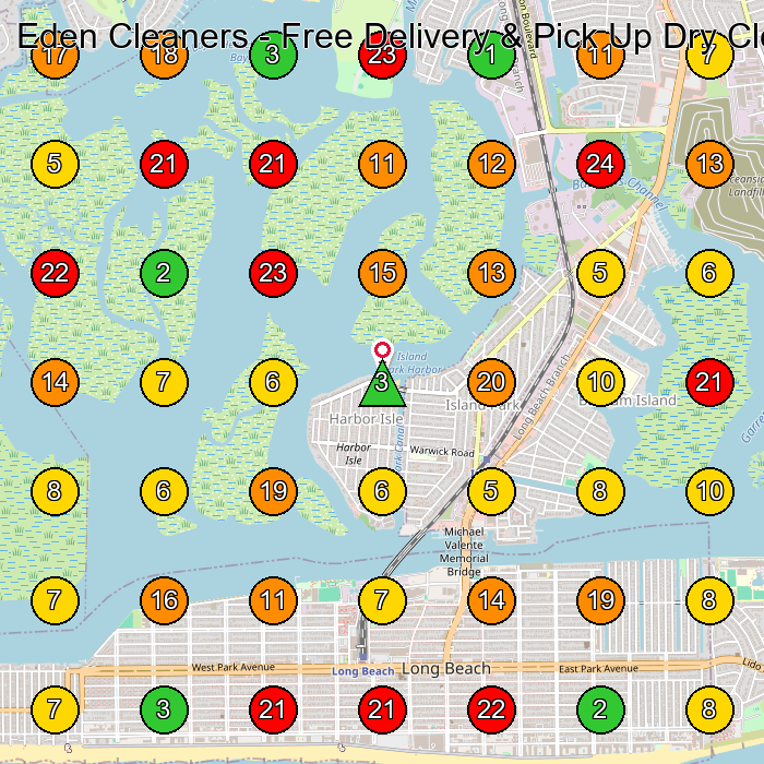 Eden Cleaners - Free Delivery & Pick Up Dry Cleaners Dry Cleaner GeoGrid ranking map for Island Park NY